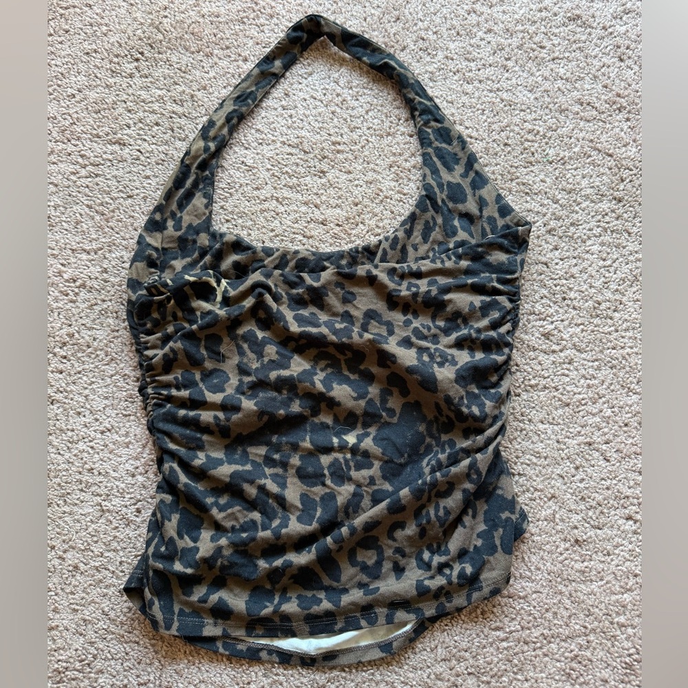 NEW NWT reformation molly knit top small tana leopard print halter neck chic - Picture 6 of 7
